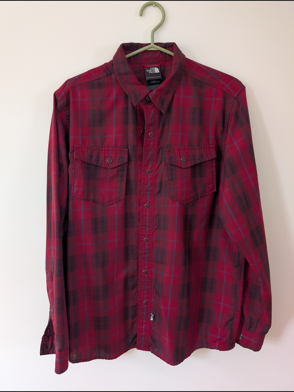 The North Face - Medium- Men's Red Plaid Button-Up Shirt
